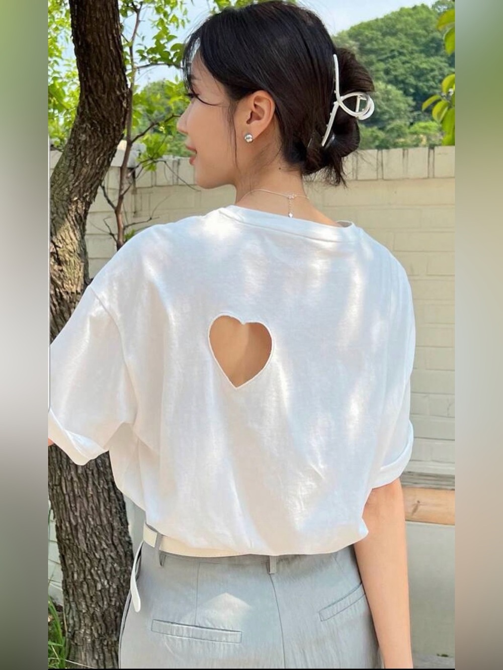 White Tshirt with heart size medium
